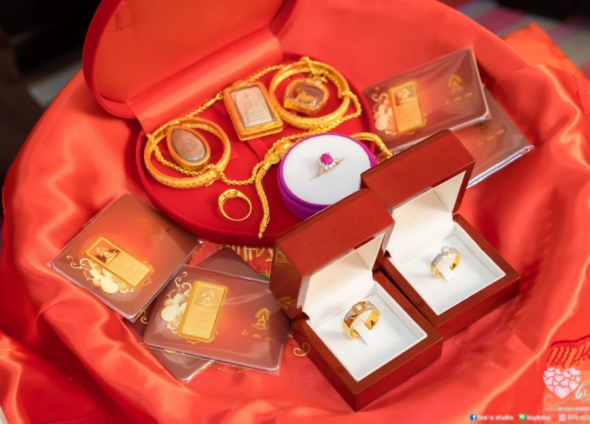 ชุดยกน้ำชา งานหมั้น ชุดแดง021 แต่งงานแบบจีน