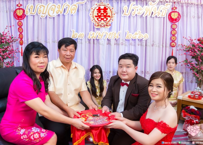 ชุดยกน้ำชา งานหมั้น ชุดแดง074 แต่งงานแบบจีน